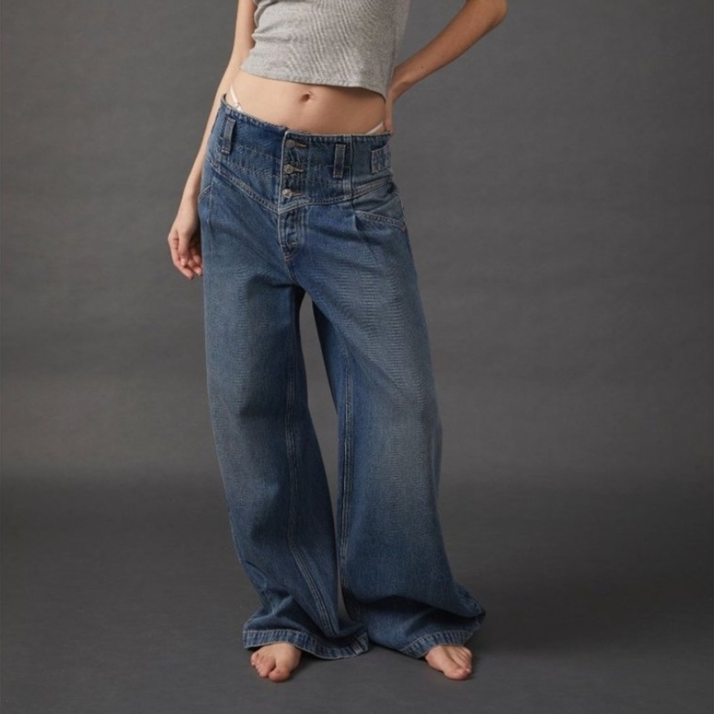 We The Free Dark Blue Wide Jeans